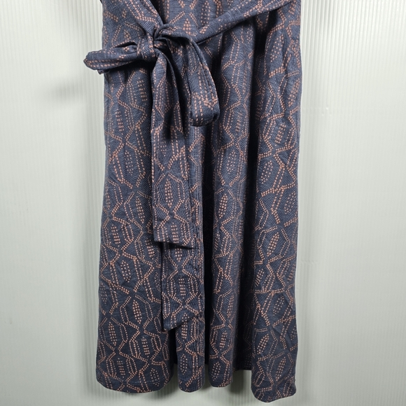 Toad & Co Dress Womens Cue Faux Wrap Cafe Dress Blue Batik Elbow Sleeve Size S - Picture 4 of 13